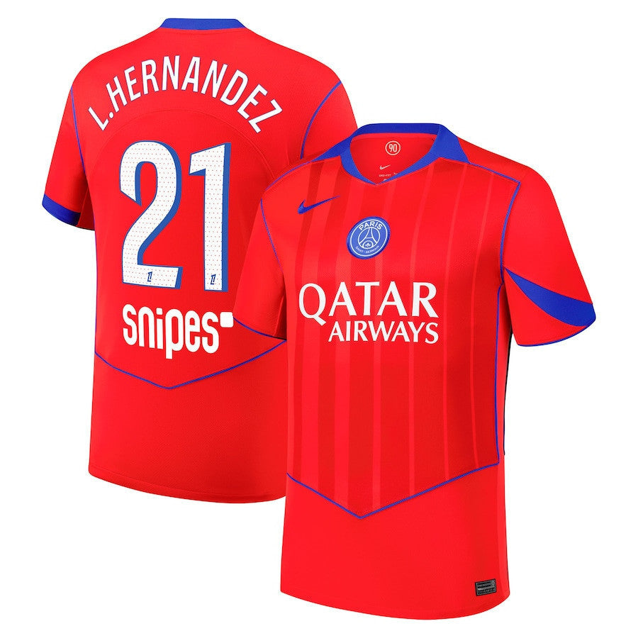 Lucas Hernández 21 Paris Saint-Germain 2025/26 Third Men Jersey - Red