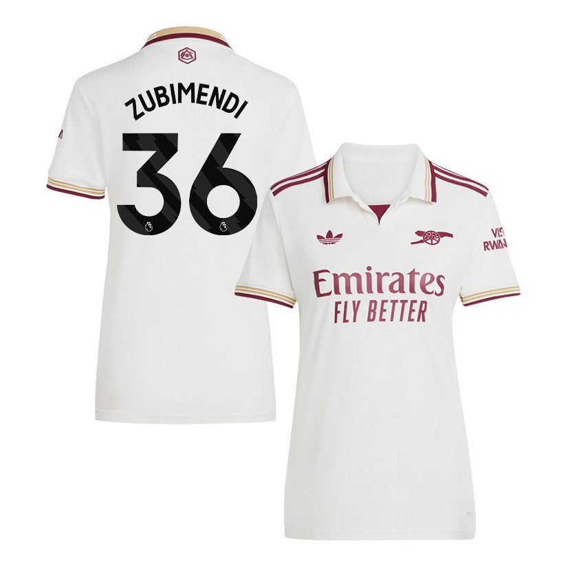 Martin Zubimendi 36 Arsenal 25/26 Third Women Jersey - White