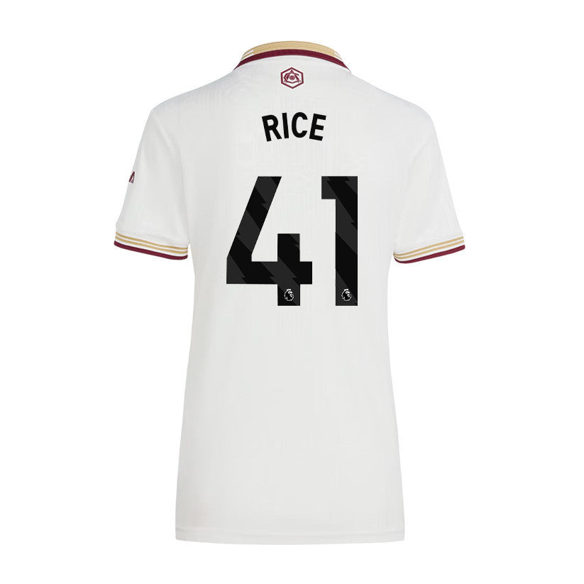 Declan Rice 41 Arsenal 25/26 Third Women Jersey - White
