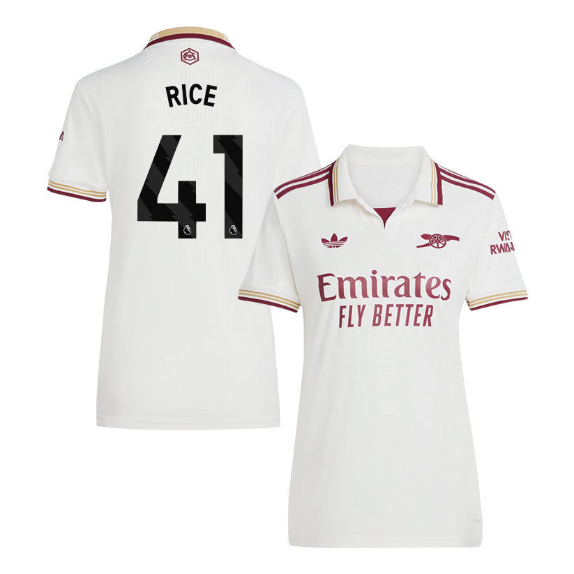 Declan Rice 41 Arsenal 25/26 Third Women Jersey - White