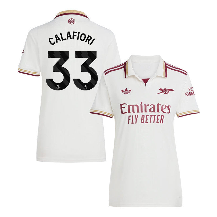 Riccardo Calafiori 33 Arsenal 25/26 Third Women Jersey - White