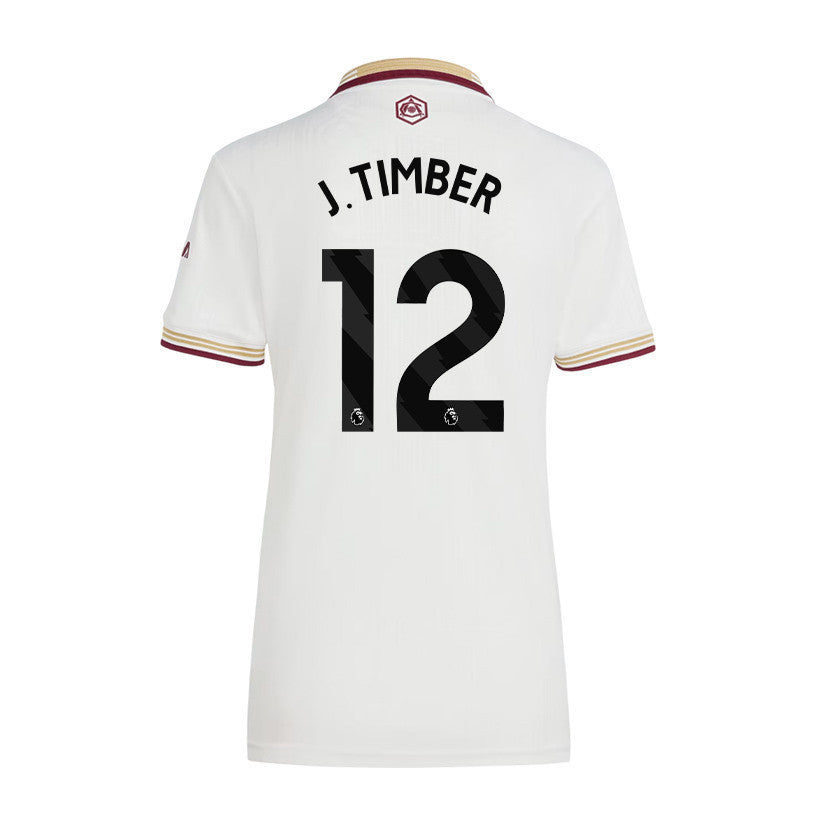 Jurriën Timber 12 Arsenal 25/26 Third Women Jersey - White