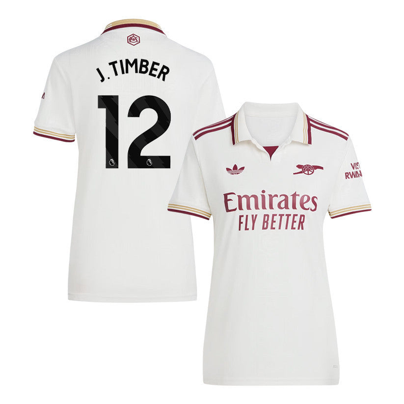 Jurriën Timber 12 Arsenal 25/26 Third Women Jersey - White