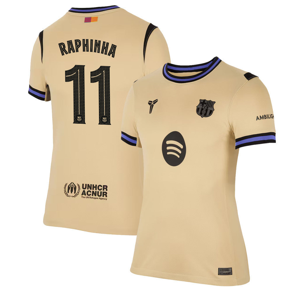 Raphinha 11 Barcelona 25/26 Away Women Jersey - Yellow