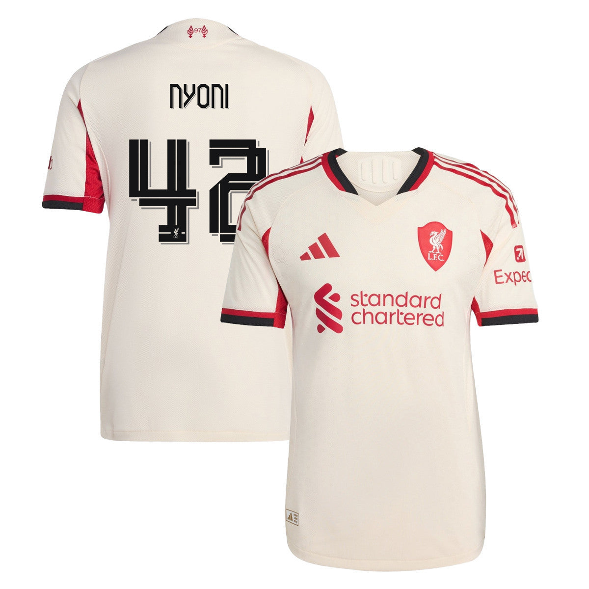 Trey Nyoni 42 Liverpool 25/26 Away Women Jersey - Off-white