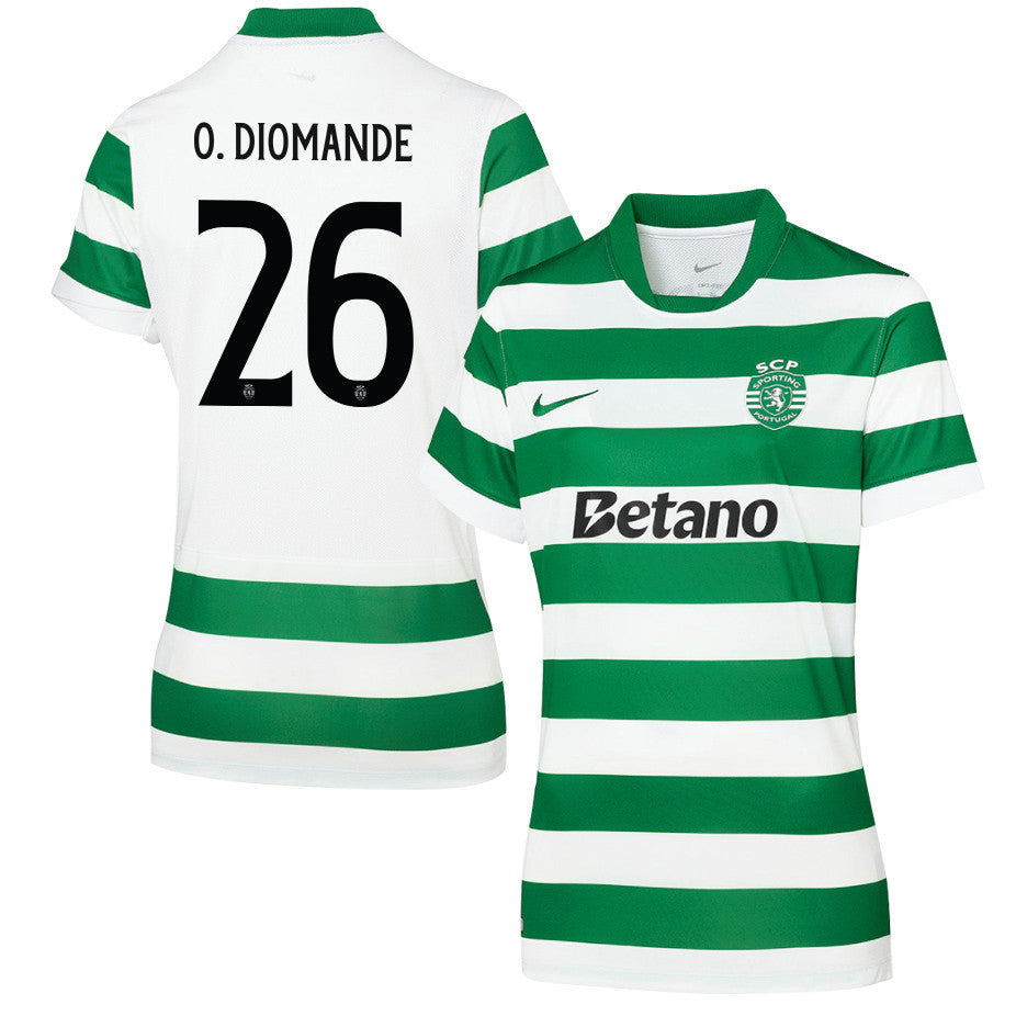 Ousmane Diomande 26 Sporting CP 25/26 Home Women Jersey - Green/White