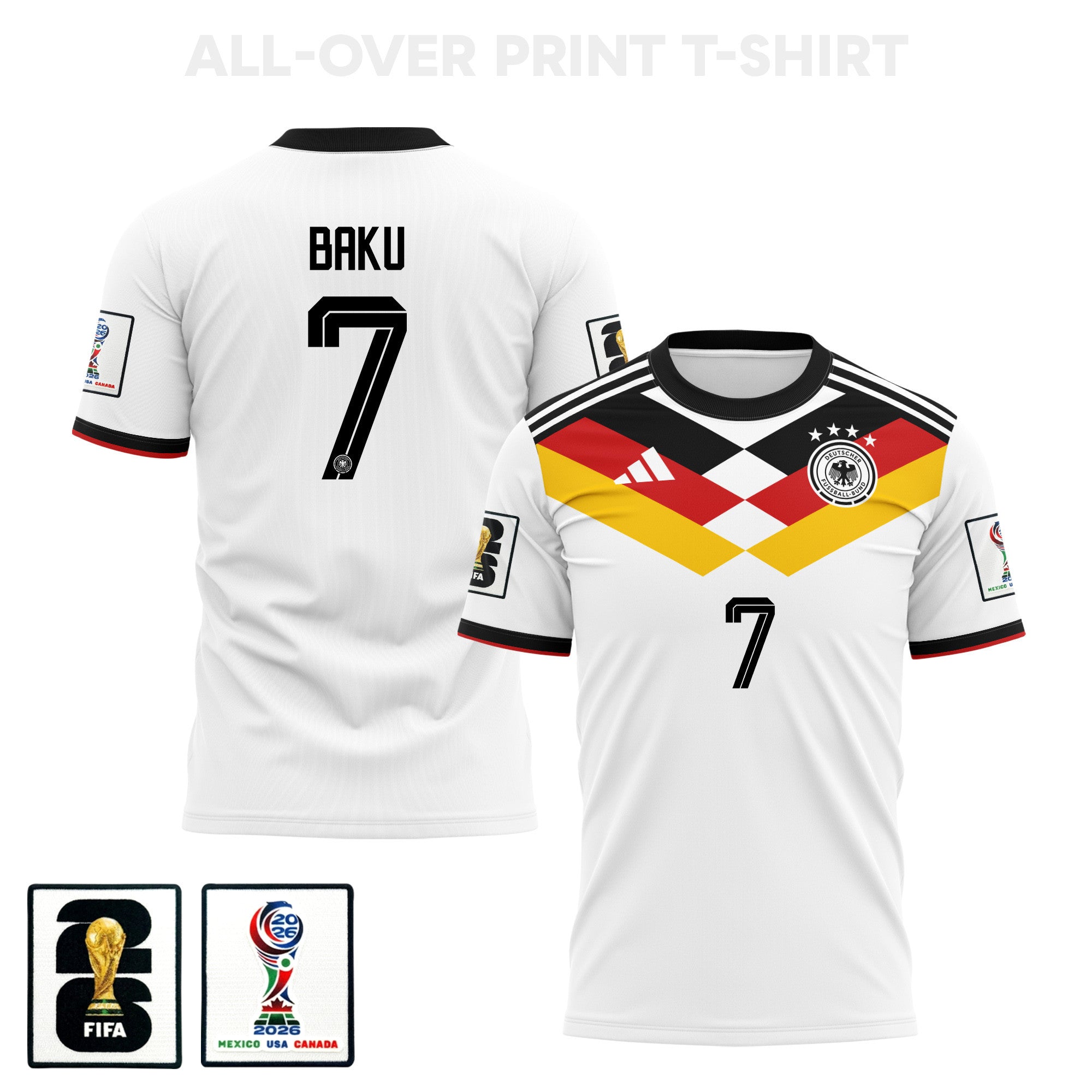Bote Baku 7 Germany 2026 Home 3D T-Shirt Fully Printed – Unisex, White