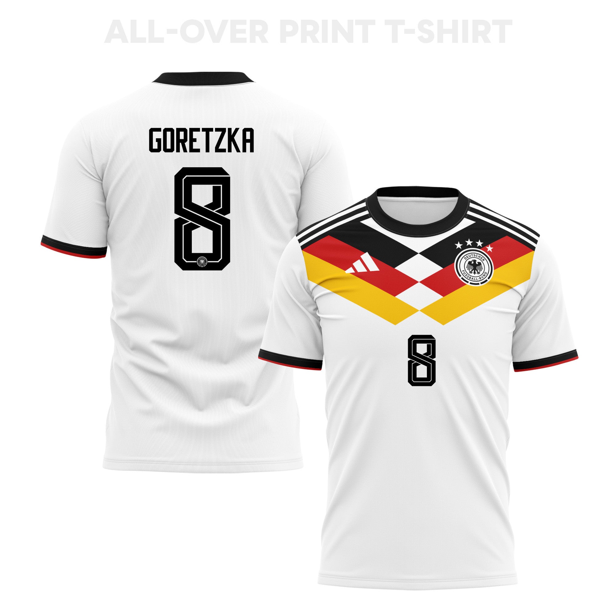 Leon Goretzka 8 Germany 2026 Home 3D T-Shirt Fully Printed – Unisex, White
