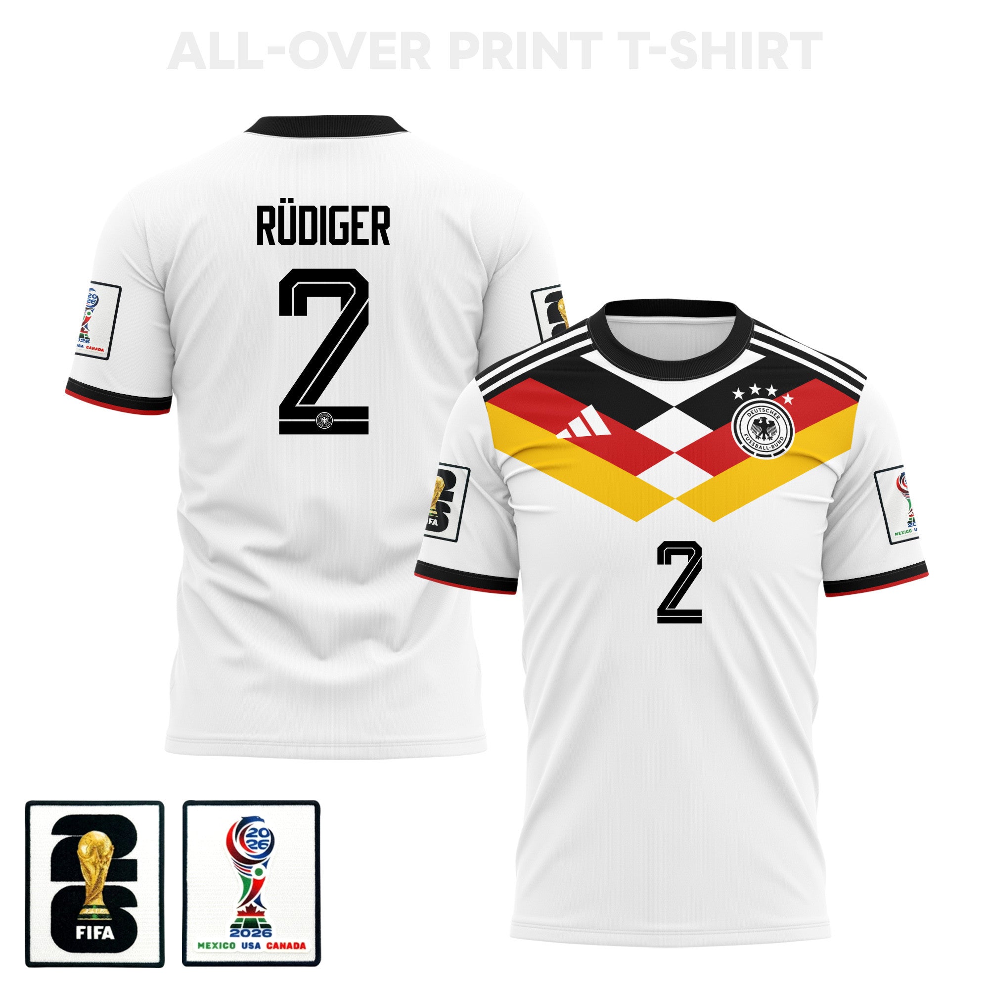 Antonio Rüdiger Germany 2026 Home 3D T-Shirt Fully Printed – Unisex, White