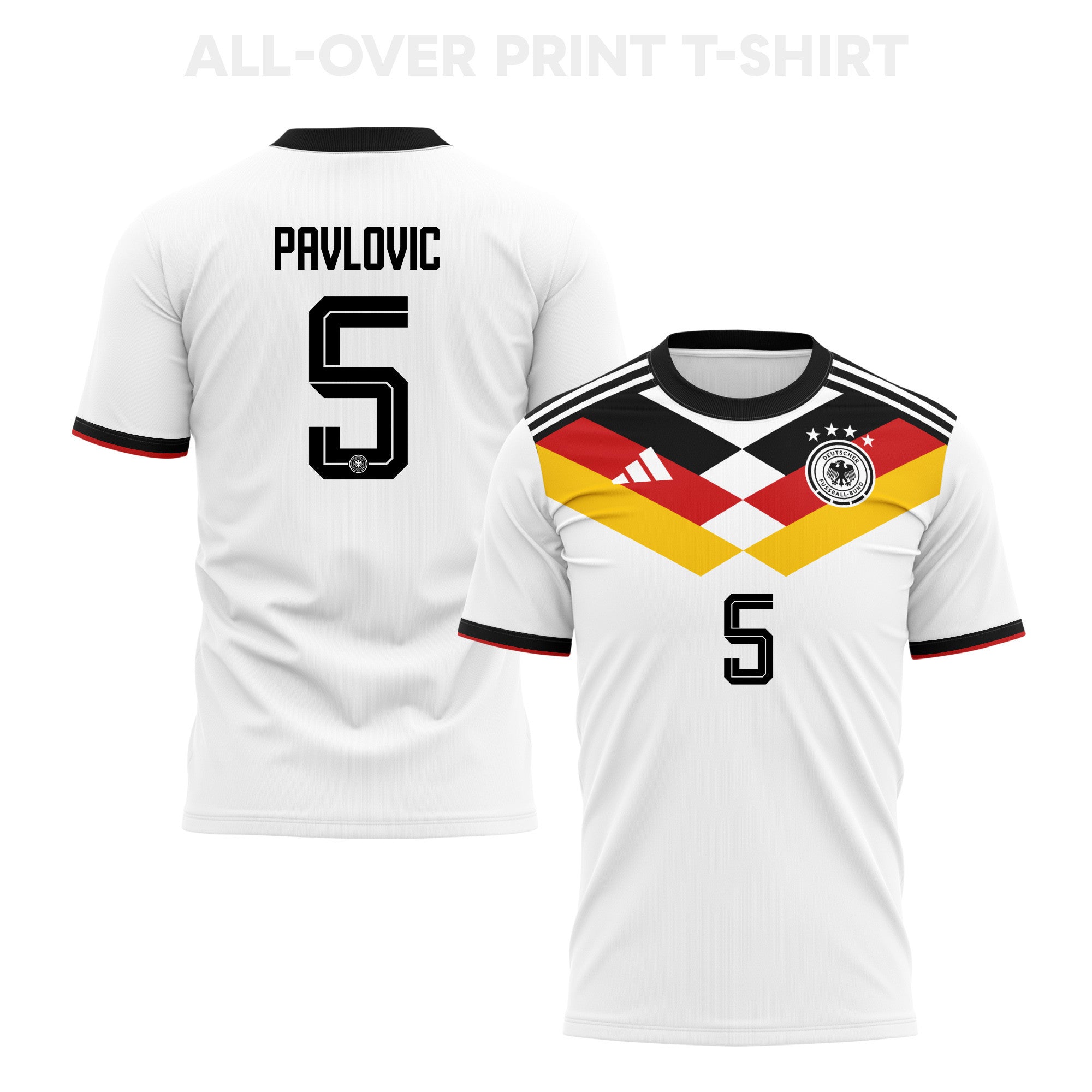 Aleksandar Pavlović 5 Germany 2026 Home 3D T-Shirt Fully Printed – Unisex, White
