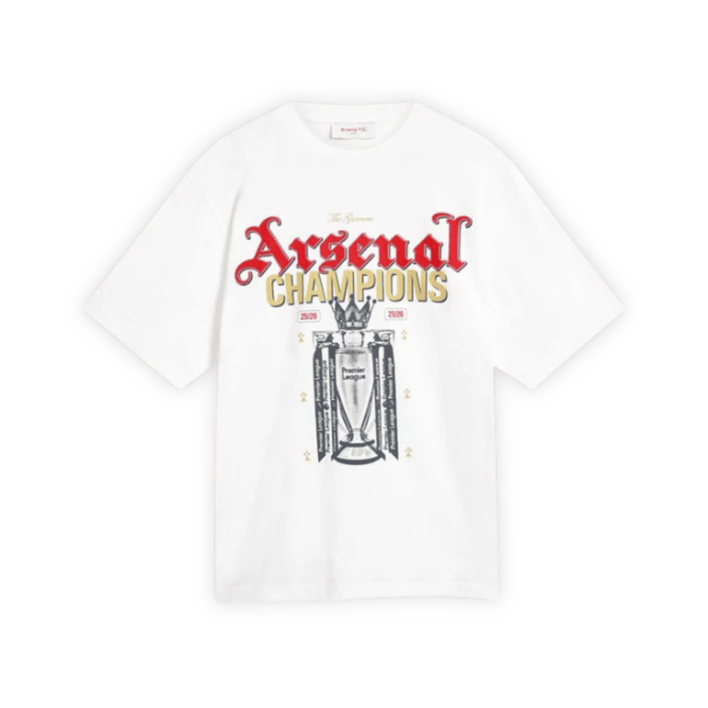 Arsenal Gothic Champions 25/26 Crew T-Shirt - White