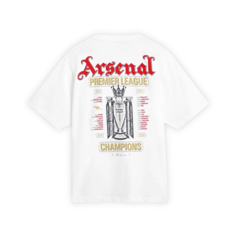 Arsenal Gothic Champions 25/26 Crew T-Shirt - White
