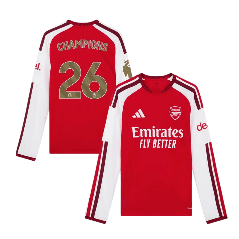 Arsenal 2026/27 Premier League Champions Home Long Sleeve Jersey - Men, Red