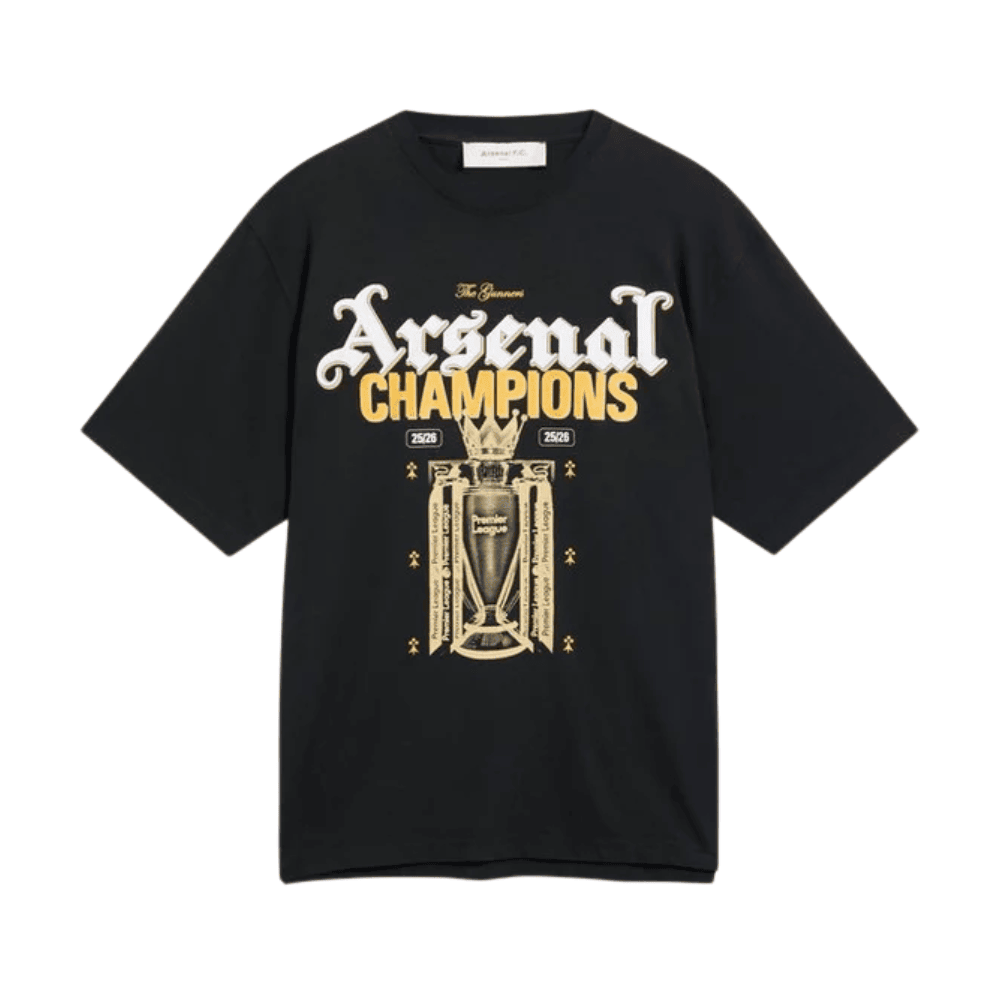 Arsenal Gothic Champions 25/26 Crew T-Shirt - Black