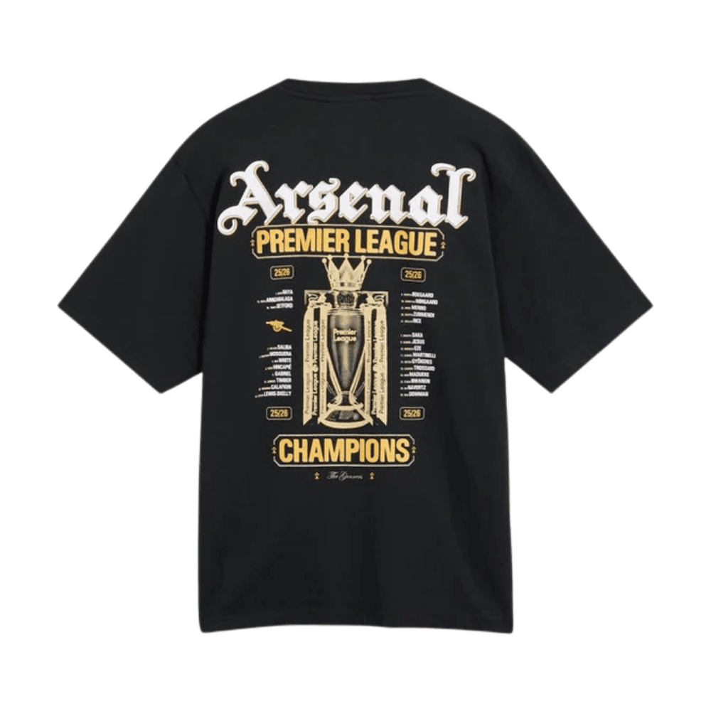 Arsenal Gothic Champions 25/26 Crew T-Shirt - Black